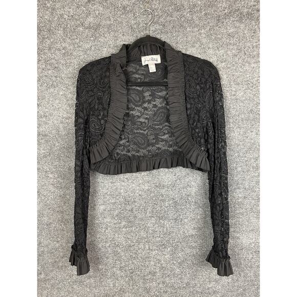 Joseph Ribkoff Jackets & Blazers - Joseph Ribkoff Black Lace Bolero Jacket With Ruffle Trim Size 12